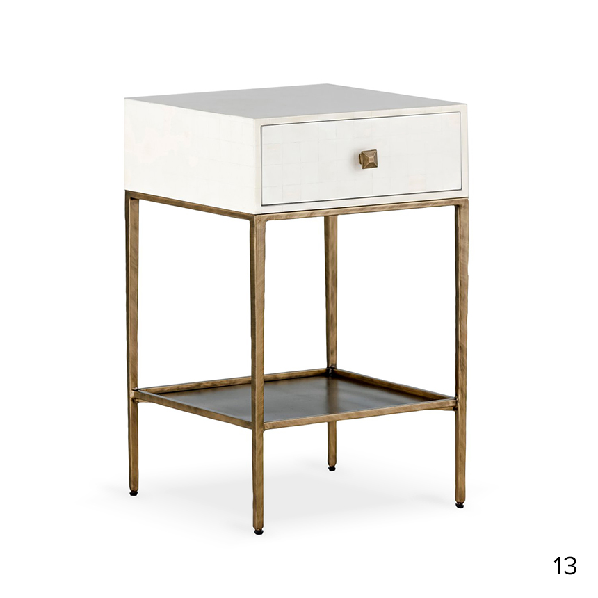 Gabby May Faux Bone and Brass Bedside Table