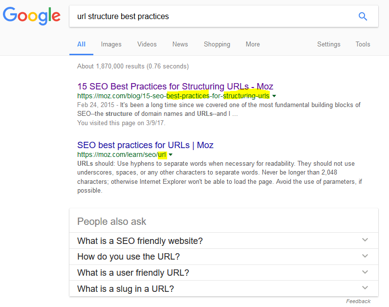 SEO URL Structure Example