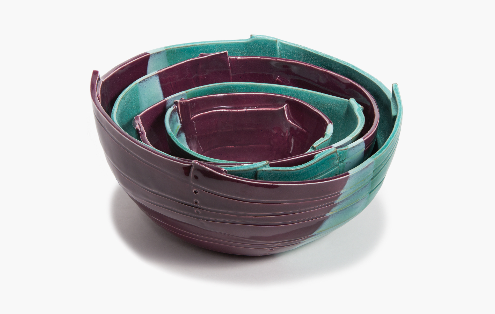 Nesting Bowls in Teal and Plum