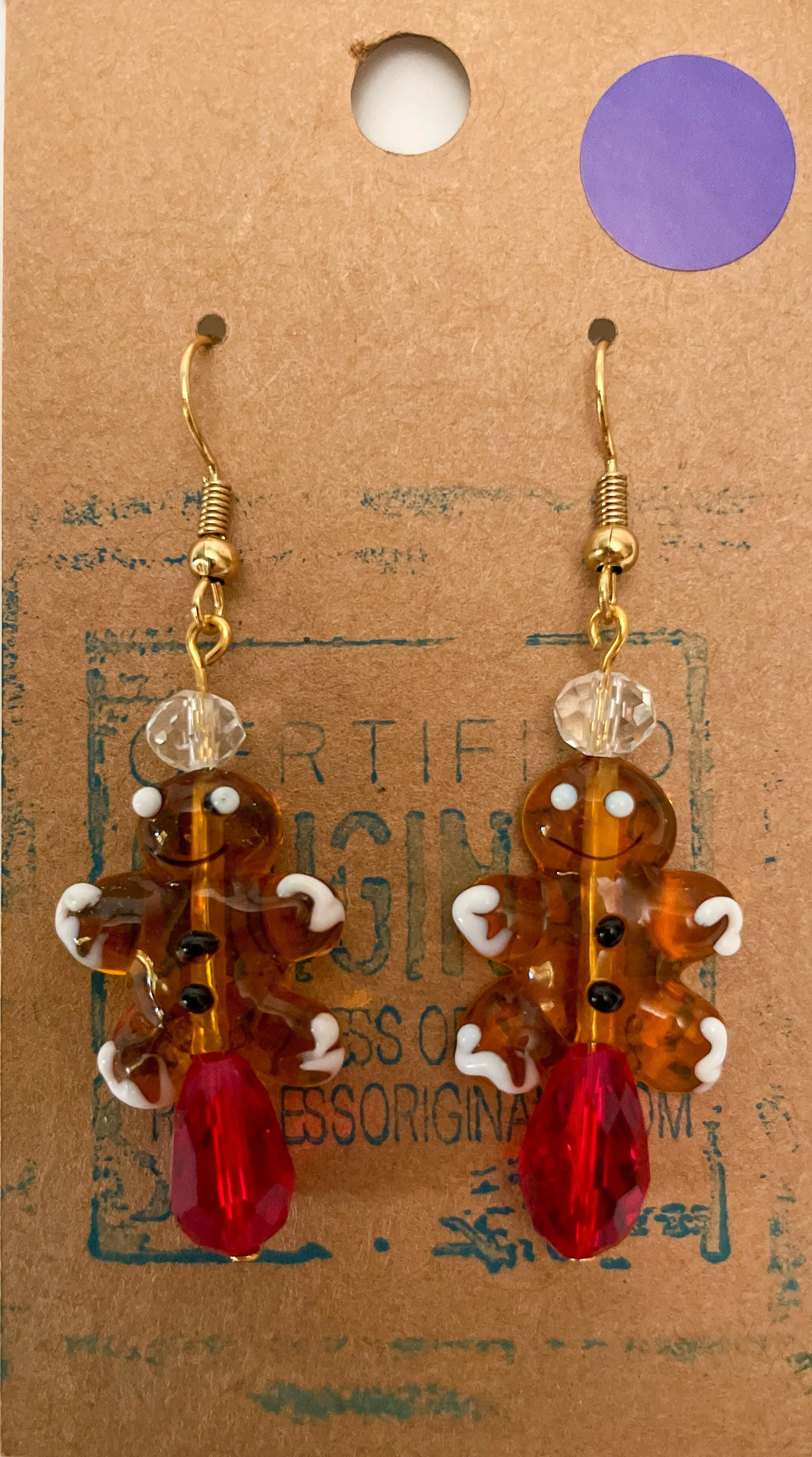 Lampwork Gingerbreads - Handmade Earrings