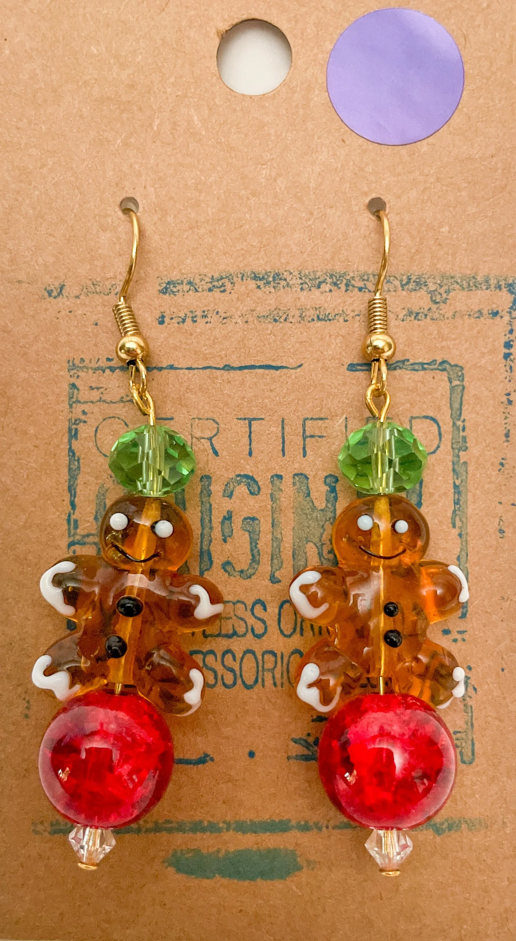 Lampwork Gingerbreads - Handmade Earrings