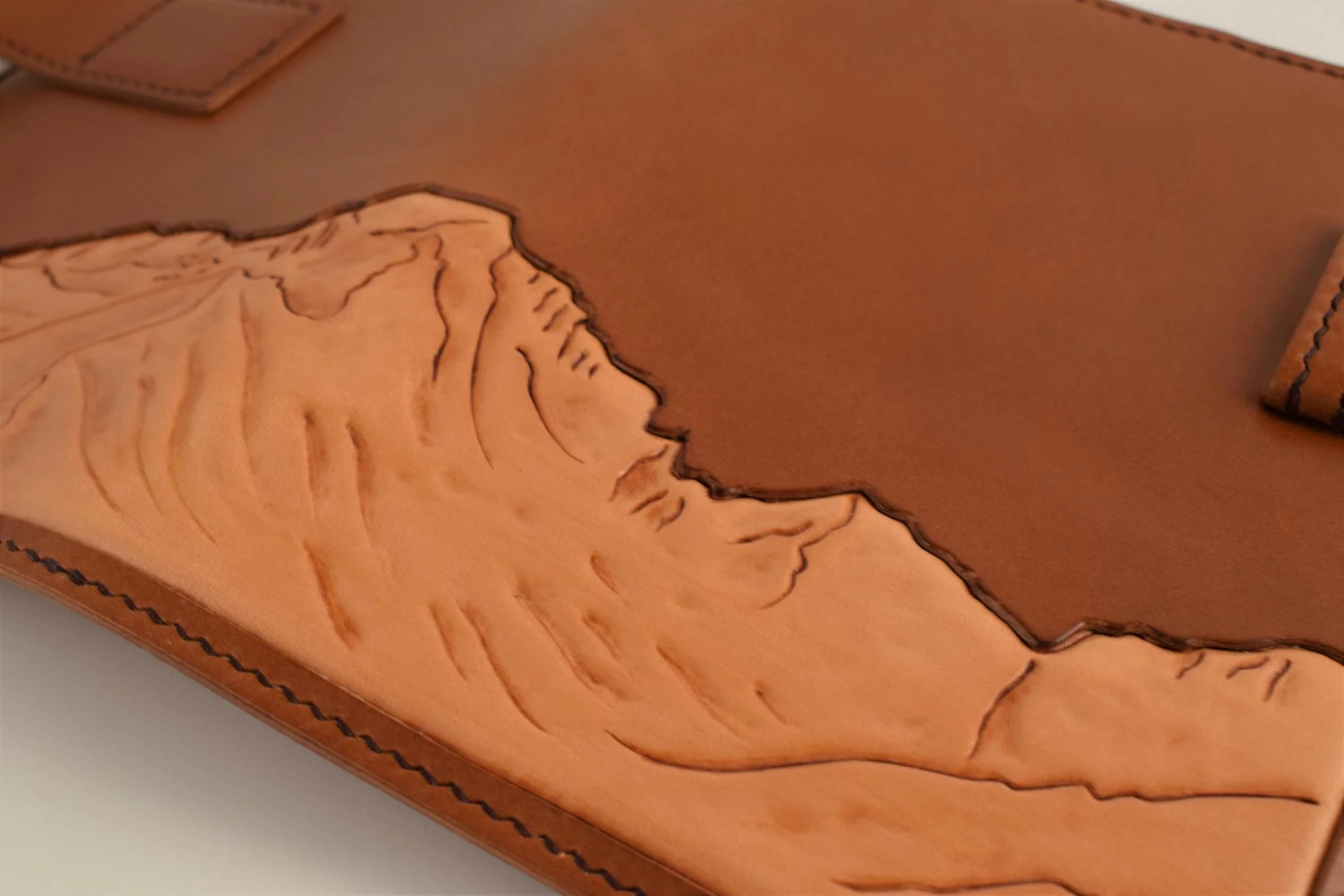 Custom Refillable Journal Cover with Mountainscape Inlay