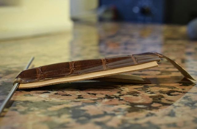Glued and ready for trimming off excess.
#process #progress #patience #handcrafted #creating #alligator #leather #watchband #watchgeek #watchrepair #bespoke #handmade #madeinamerica #madeincolorado