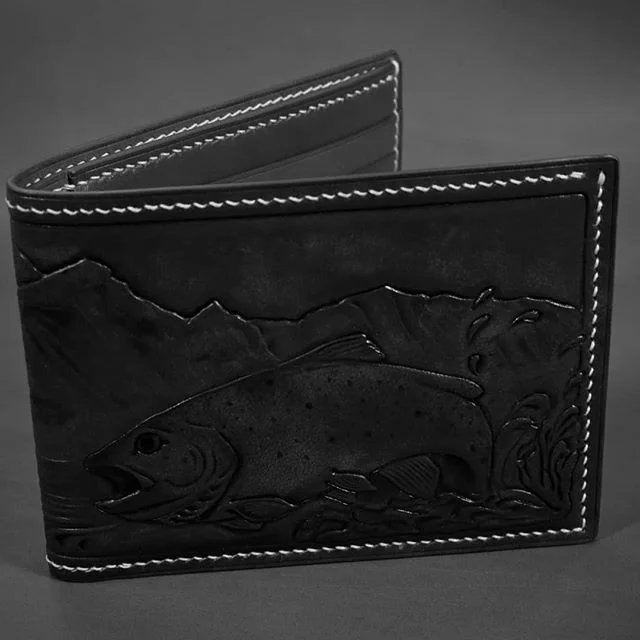 Here fishy fishy fishy! It's that time of year where I just can't show you everything so I don't spoil the surprise. If you're good and nice, you'll get the real pics in a month or so.
#fishing #flyfishing #trout #rainbowtrout #bifold #billfold #wallet #leathercraft #leatherwranglers #handmade #handsewn #saddlestitch #custom #bespoke #givingseason #presents #gift
