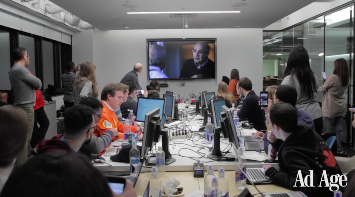The War Room during Super Bowl 51, watching my client's commercial air in real time on Super Bowl Sunday. .