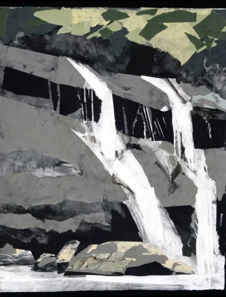 Silver Run Falls 17 x 14, collage on paper