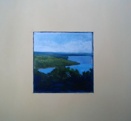 Lake in Full Summer 10 x 10", with frame 24", acrylic on canvas