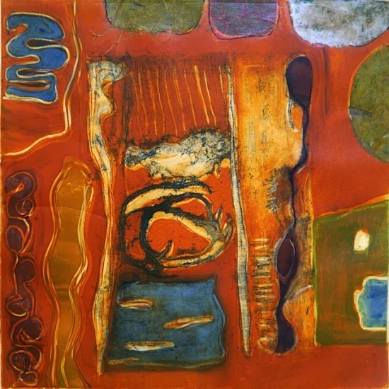 Between the Two 23 x 25", Monotype / Mixed Media