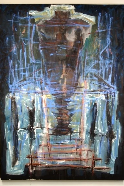 Blue Torso 52" x 72" acrylics, charcoal, oil on canvas