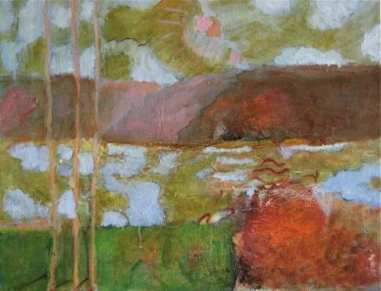 Pink Sunset over Hudson 20 x 26", oil on canvas