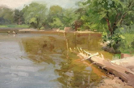 Looking for Smallmouths 12 x 18 x 2" oil on canvas
