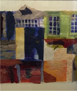 Windows and Doors 29 x 36, watercolor/collage on handmade paper.