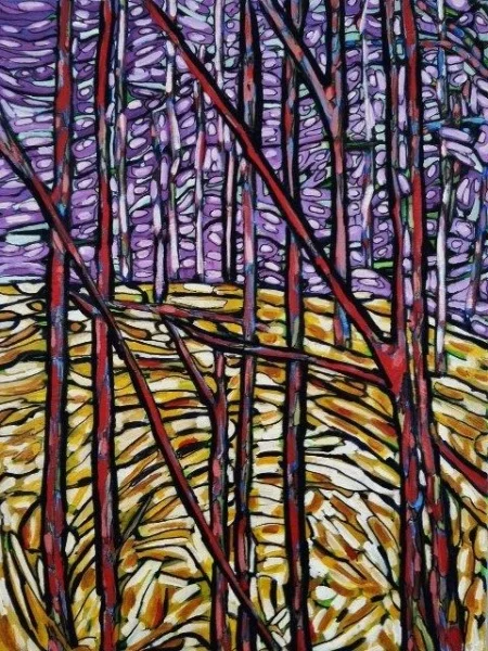Red Trees 18 x 24, acrylic on canvas