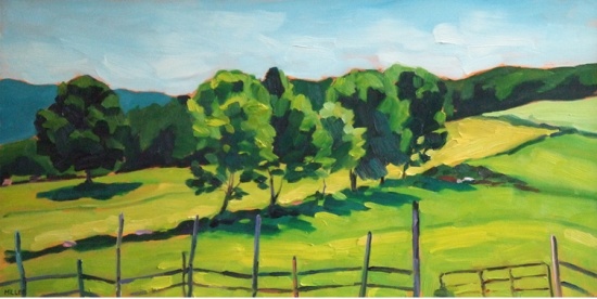 Hemlock Hill Farm 12 x 24, oil on board