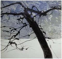 Winter Apple Tree 1 Sugar Lift Aquatint, Carborundum print 14" x 13 1/2"