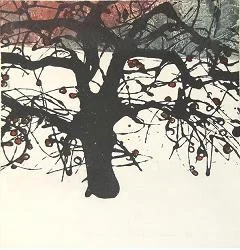 Winter Apple Tree 2 Sugar Lift Aquatint, Carborundum print 14" x 13 1/2"