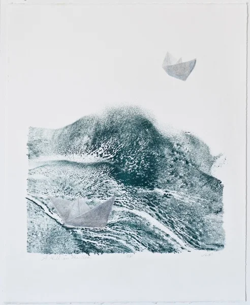 A Hill in the Sea 18 x 22" Lithograph, Monotype