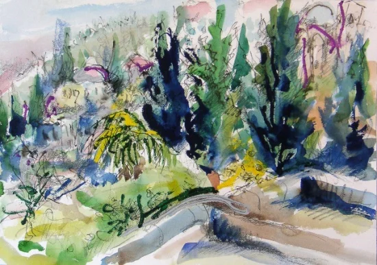 Safed 14 x 20, watercolor.