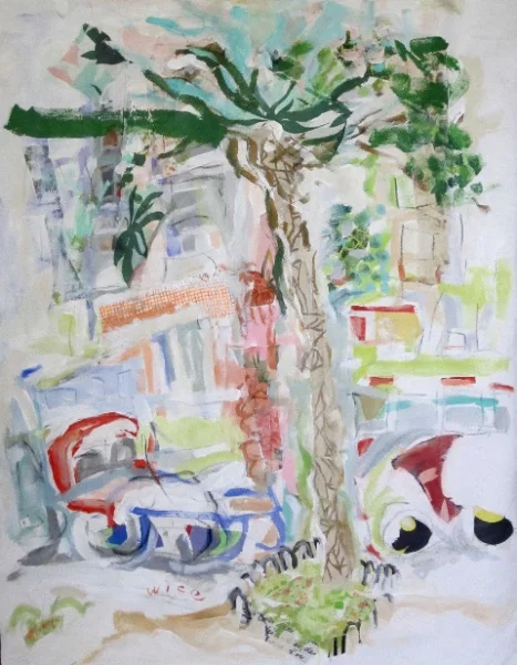 Second Avenue, NYC 39 x 56, collage and acrylic on canvas