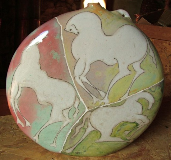Flask II, 13"w x 3" d x 13"h (images on both sides)