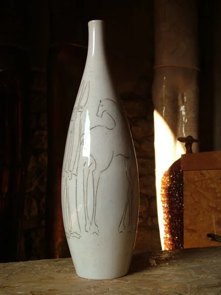 White Vase 18" h x 5 x 5", ceramic