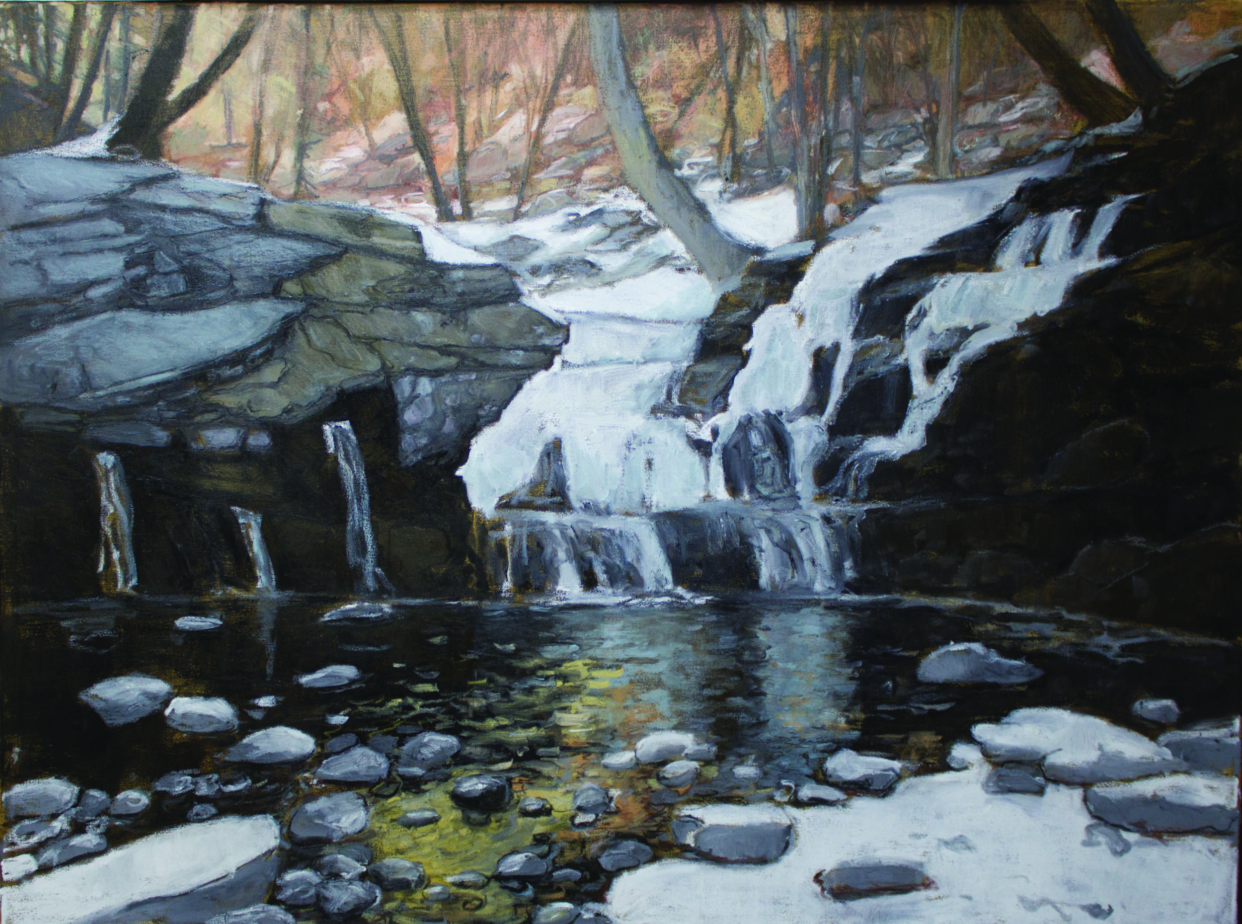 "Frozen" 32 x 42, oil pastel on canvas