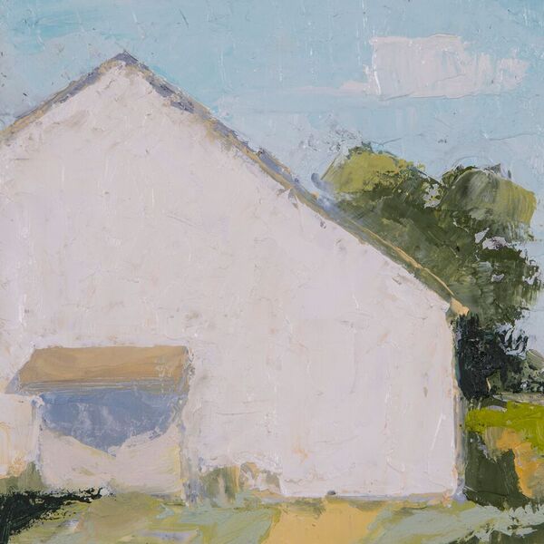 White Barn, 6 x 6, oil on canvas
