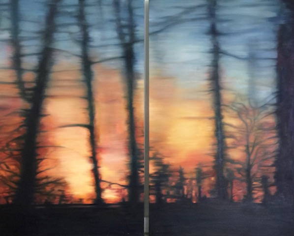 Woodloch Dream diptych 30 x 49, oil on canvas.