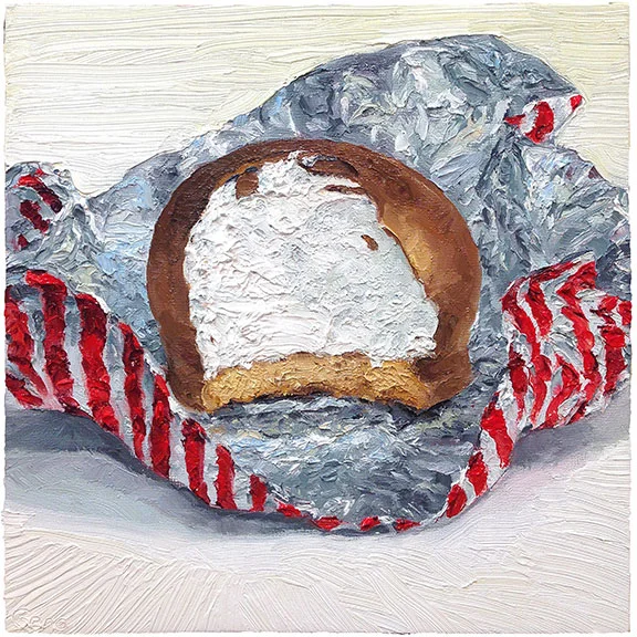 Tunnock’s Teacake, 10 x 10, oil on panel