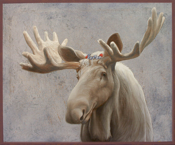 Albino Moose 20 x 24, oil and acrylic on canvas