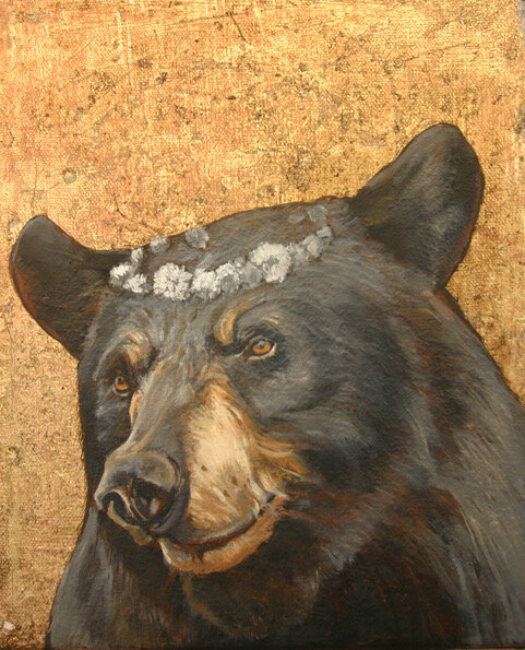 BEAR 16 x 20, oil and gold leaf on canvas