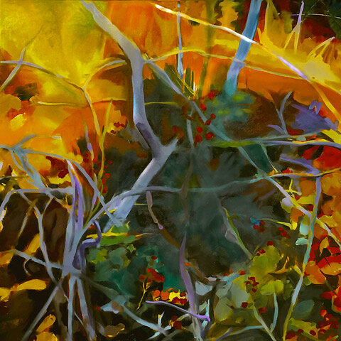 “Autumn Bramble” 36 x 36, acrylic on canvas
