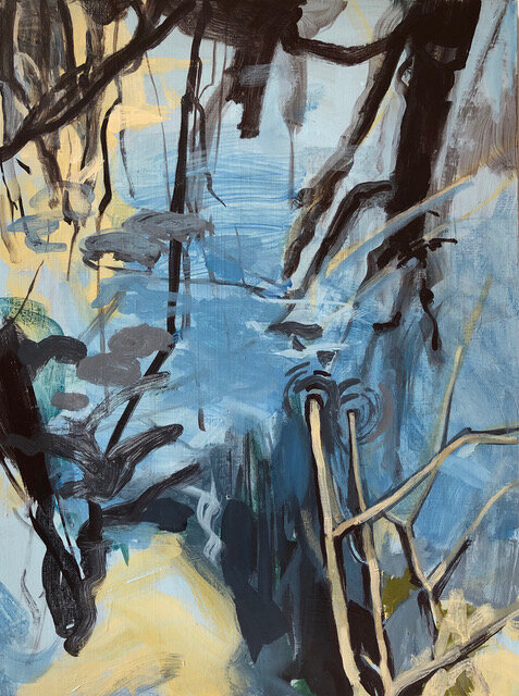 Twigs &amp; Water 24 x 18, acrylic on canvas