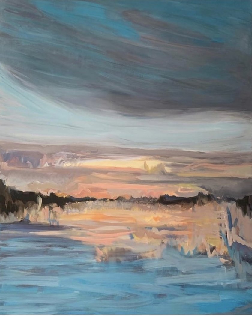 Sunset Melt, 60 x 48, acrylic + gouache on canvas 