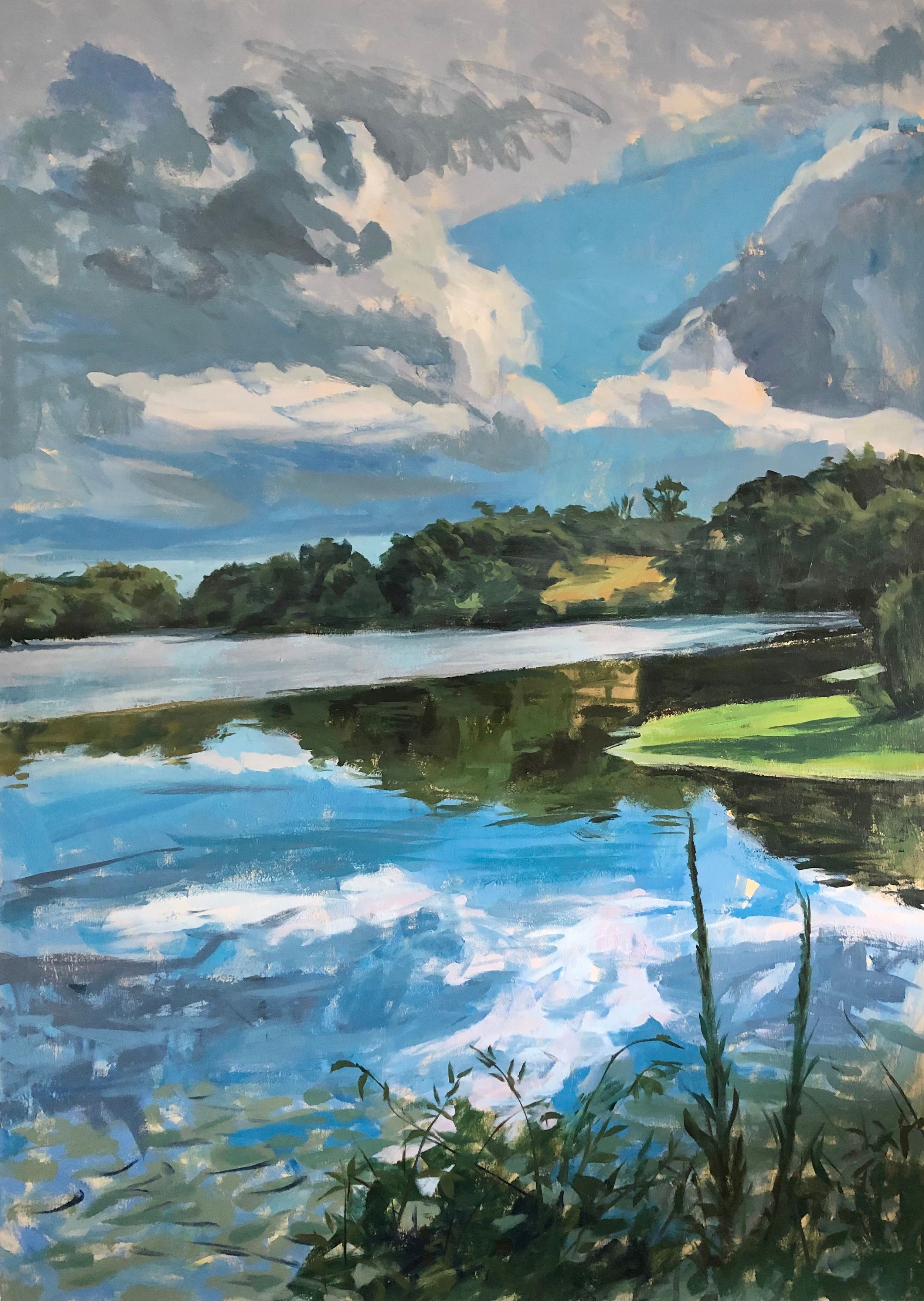 Susan Stillman Water/Sky Rockefeller Lake 64 x 46 acrylic on canvas