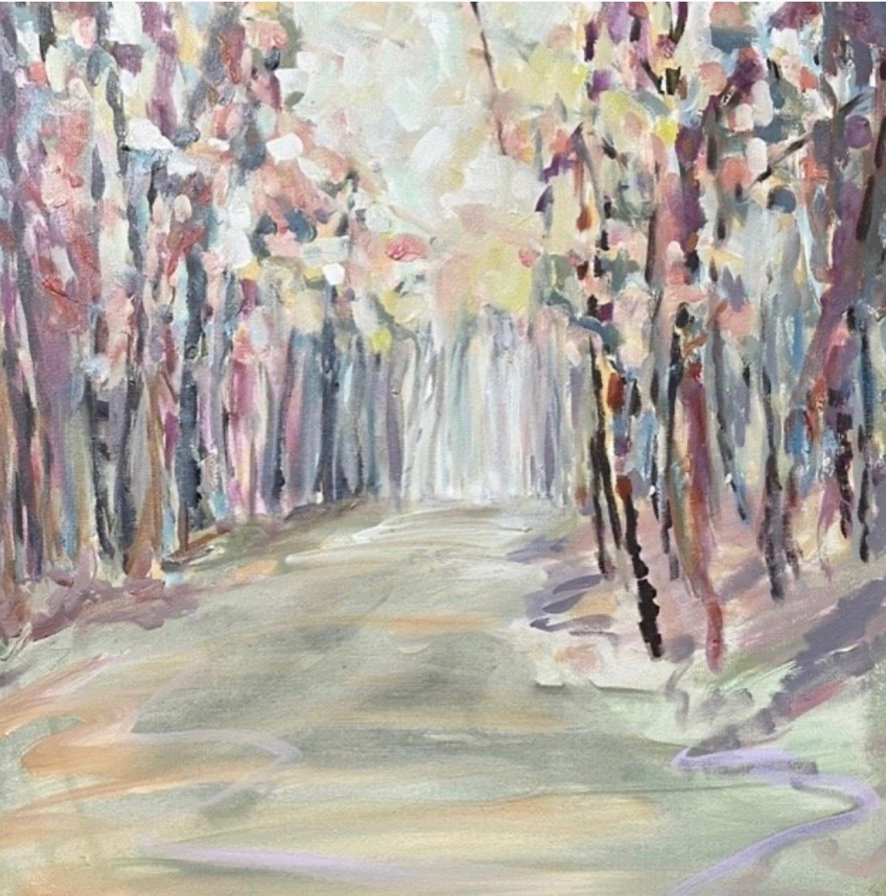 Katie Re Scheidt Lilac Woods, 8 x 6, oil on canvas