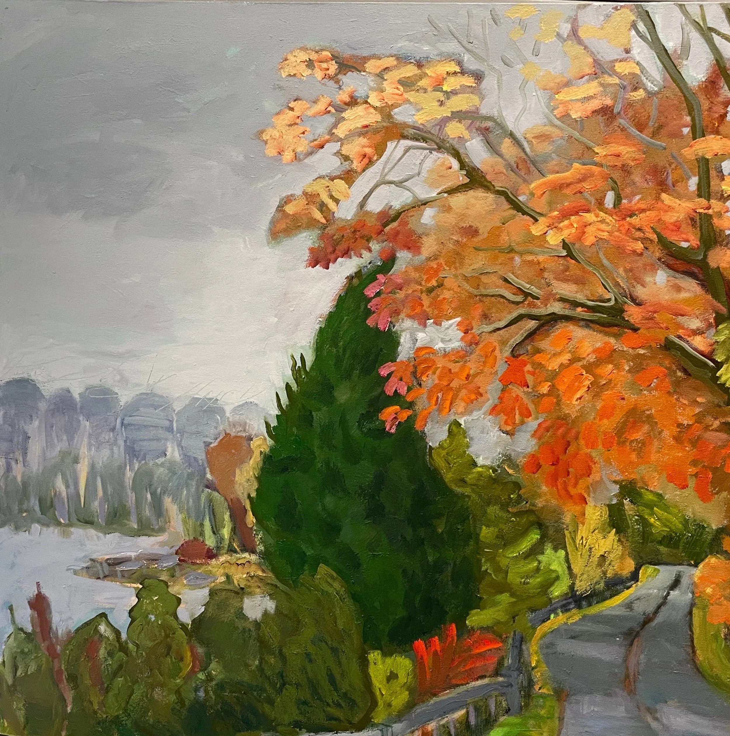 Anne Crowley, Delaware River 32 x 32, oil on canvas