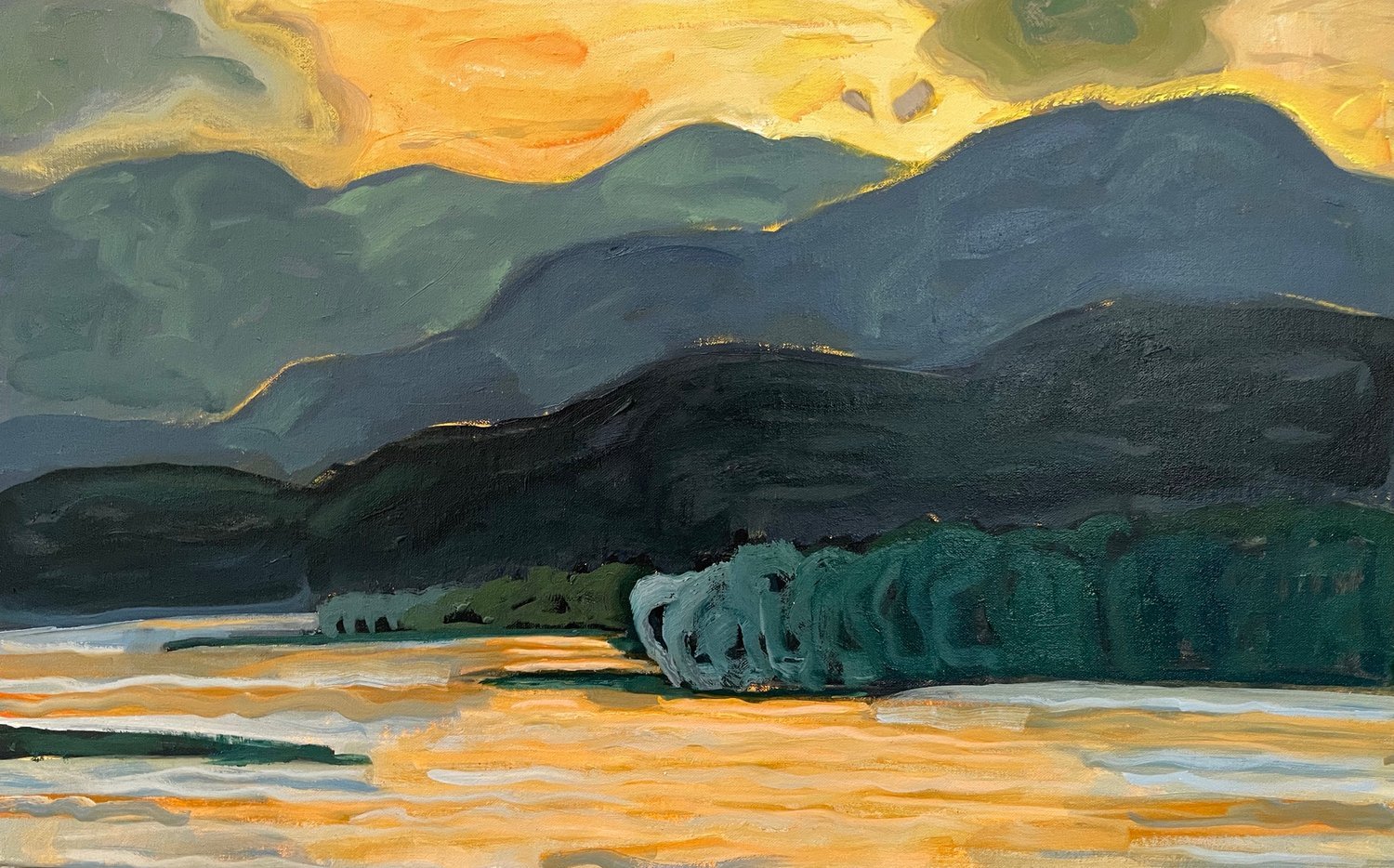 October Sunset no 3, 16 x 26 oil on canvas
