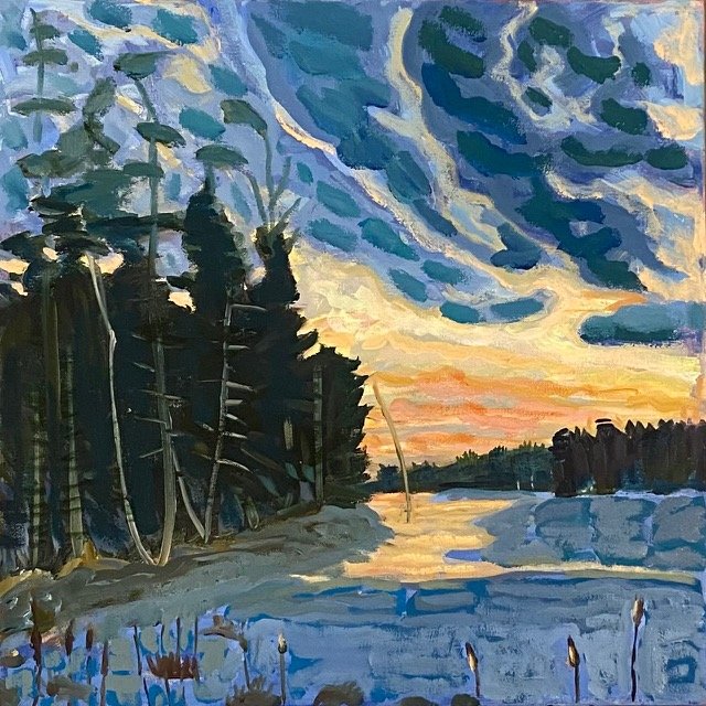 Late Autumn at Church Pond, 16 x 16", oil on canvas