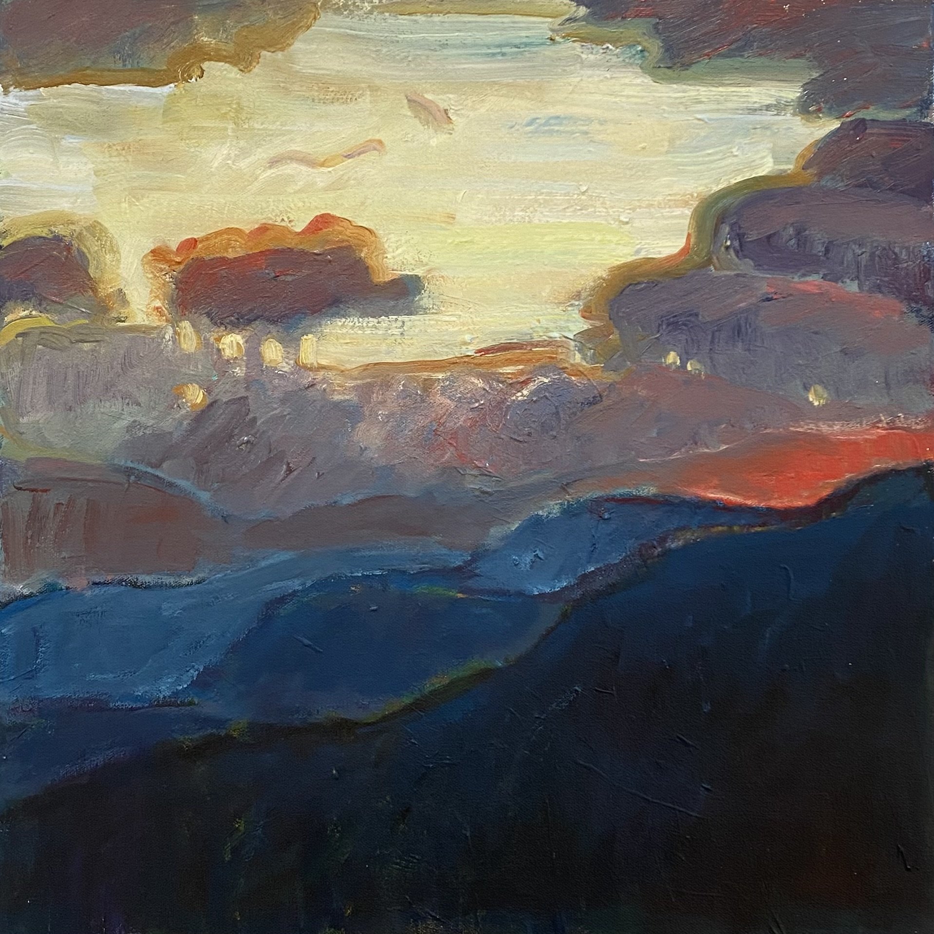 Mountain Sunrise, 16 x 16, oil on canvas