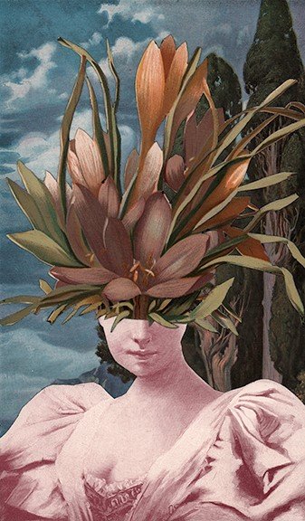Flower Child #72, 15 x 11, hand cut paper montage