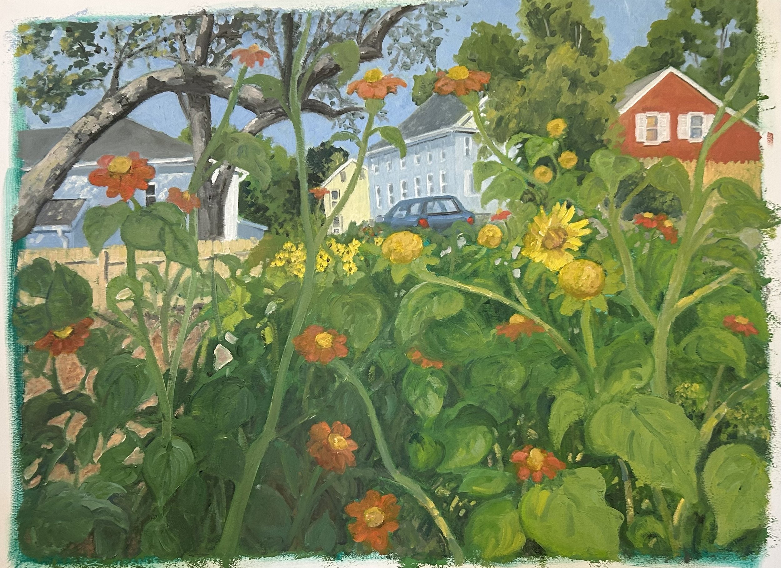 NC, The Village Garden, 28 x 36, oil on paper