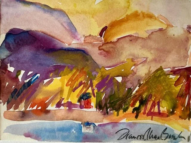 Autumn Sunset, 5.5" x 7.5", watercolor