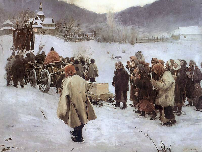 A burial in the Carpathian Mountains painted by Teodor Axentowicz in 1882.