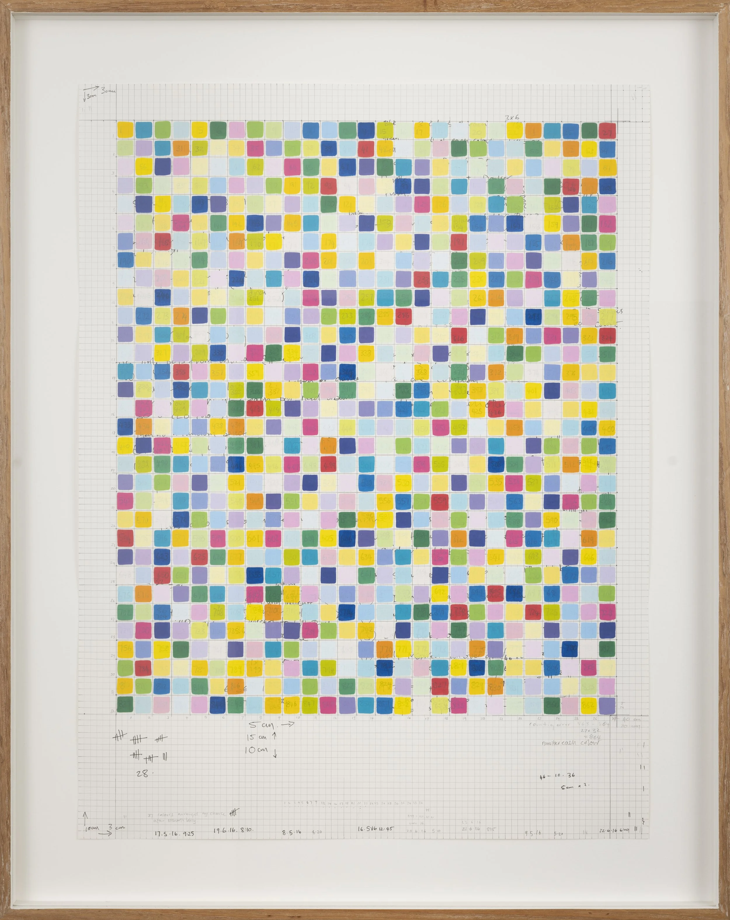 37 colours arranged by chance – after Ellsworth Kelly