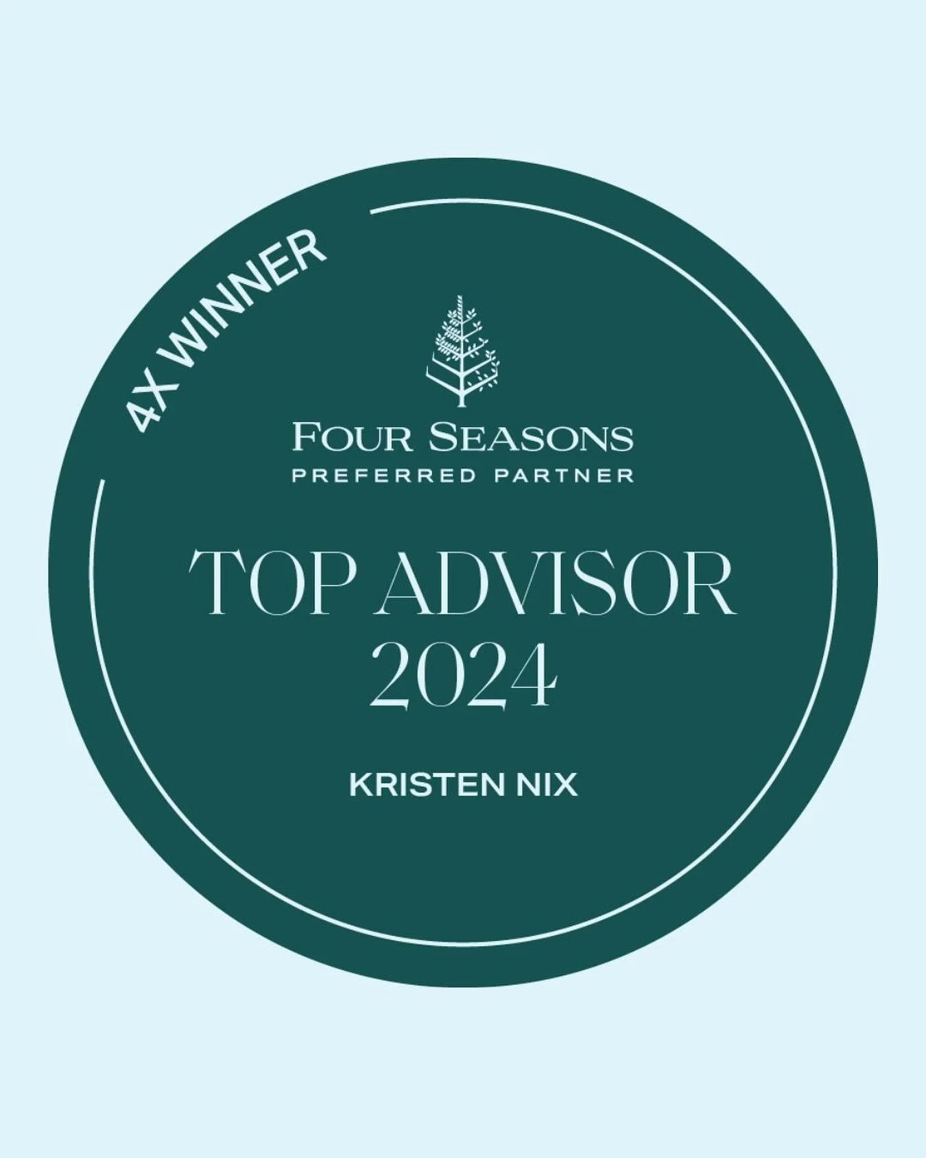 I am incredibly honored to be recognized again by Four Seasons as a top producer globally.

A heartfelt thank you to my amazing clients&mdash;your trust means everything. The joy of hearing about your incredible trips, seeing your photos, and knowing