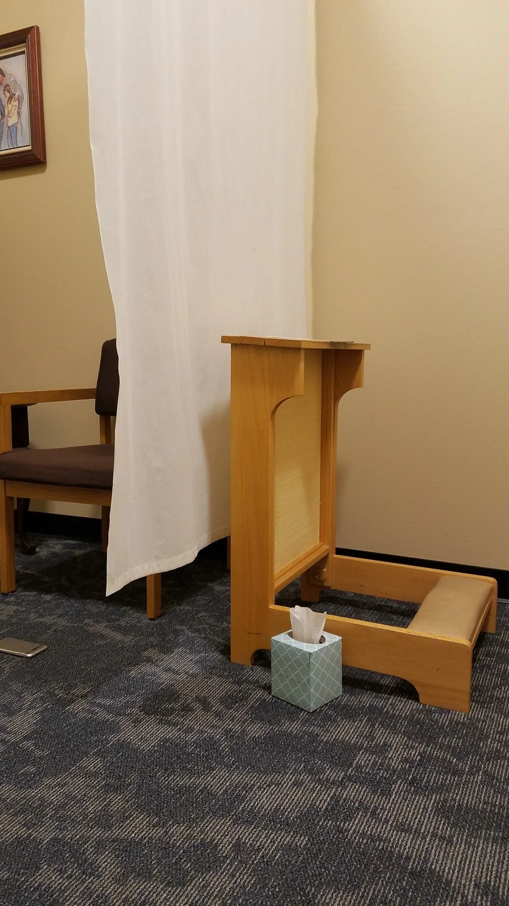 A typical confessional setup.