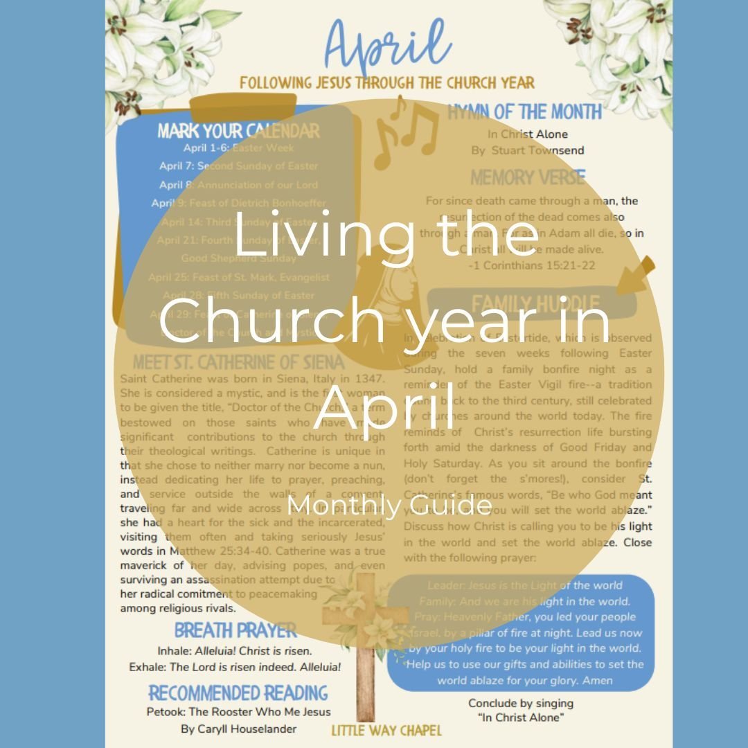 This Sunday, grab the family liturgical guide for April at the Welcome Table. Pick one up to learn all about St. Catherine of Siena, our monthly memory verse, and ways your family can observe Eastertide together.
@littlewaychapel. #LiturgicalLiving #