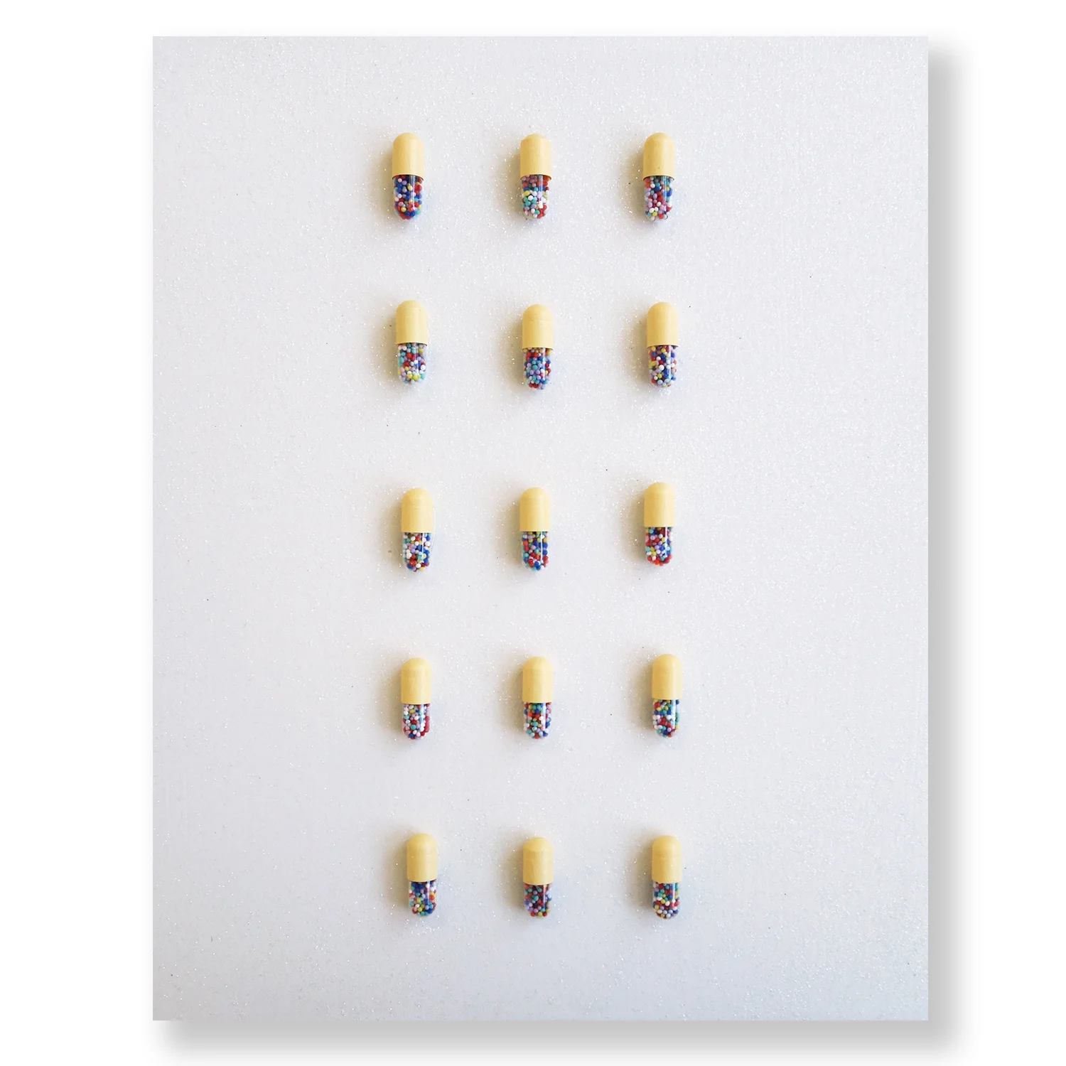 Yellow Happy Pills on Diamond Dust 8” x 10”