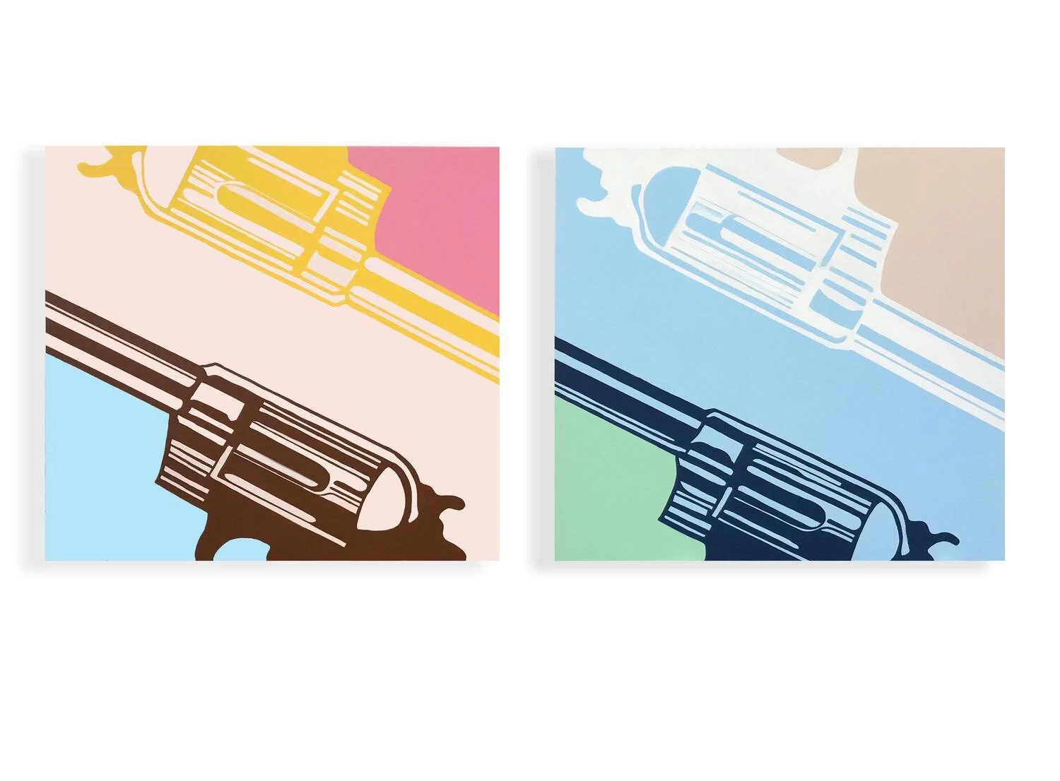 Colored Guns Oil & Acrylic on Canvas 36 x 36" each 2018 Collected